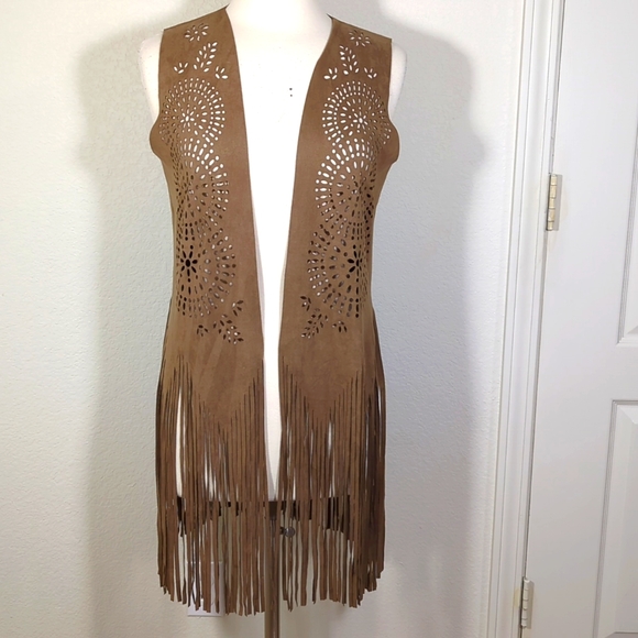Jackets & Blazers - BOHO retro fringe hippie vest OS EUC